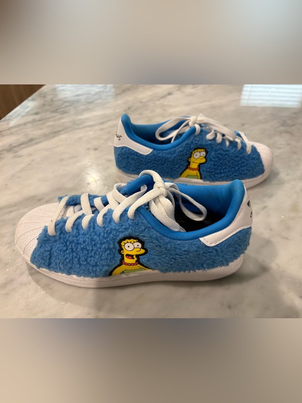Adidas Superstar x The Simpsons Marge Blue Fuzzy Kids Shoes Size 4 Womens 5.5